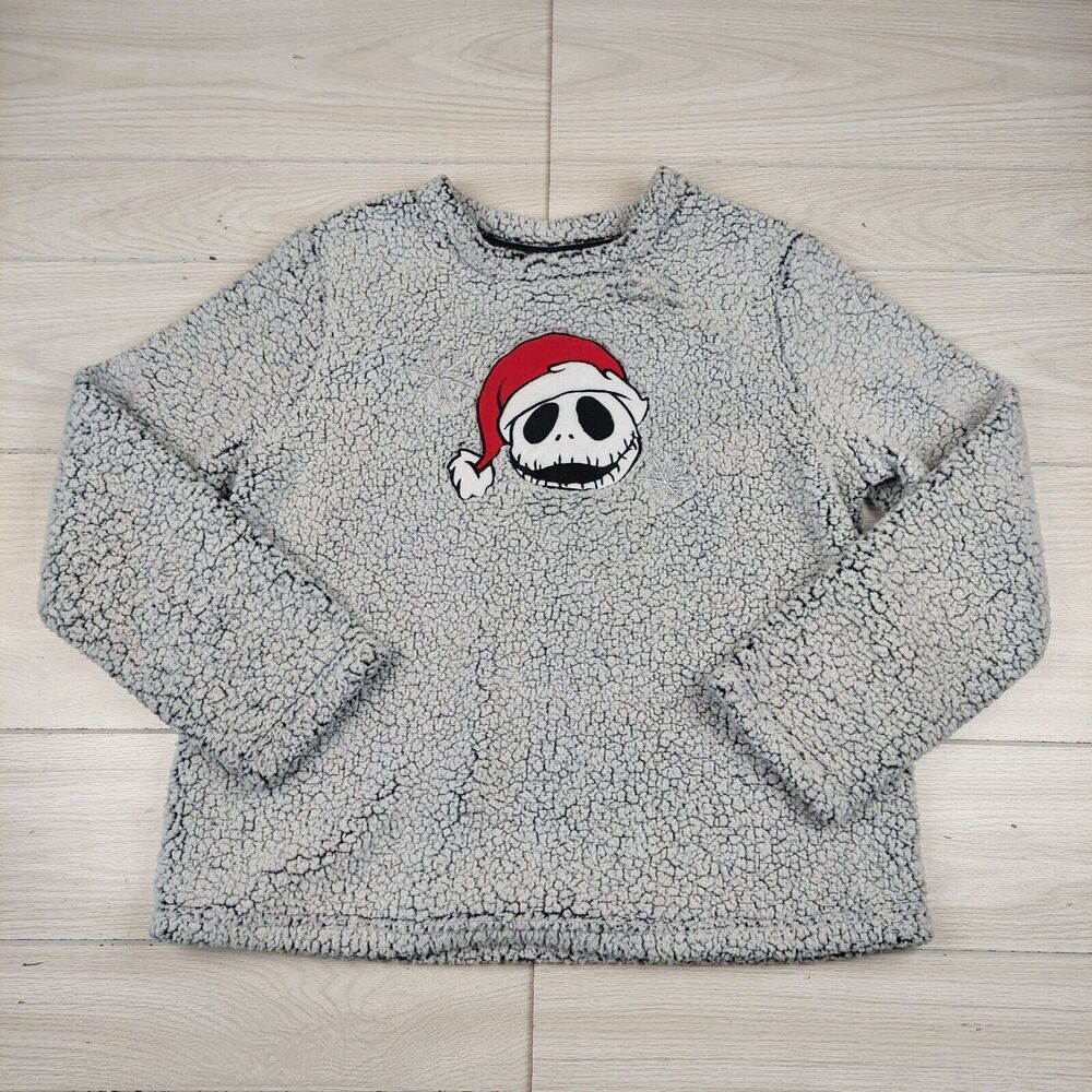 Disney Night Before‎ Christmas Womens Medium 8-10 Sleepwear Sherpa Sweater Furry